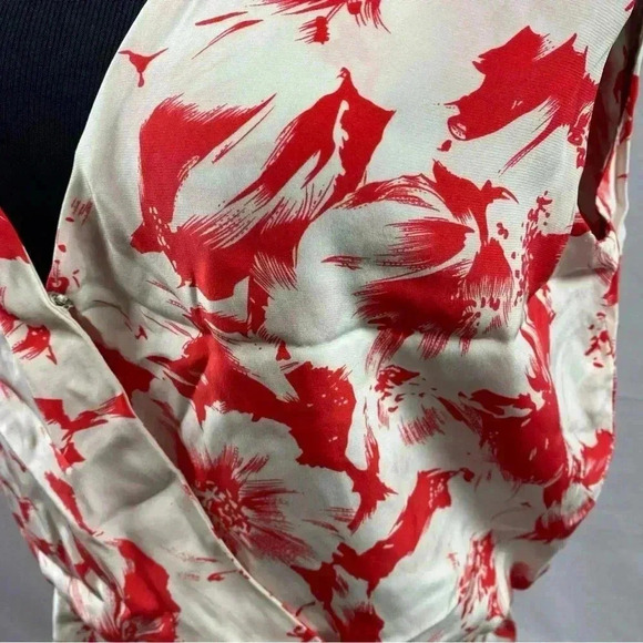 Parker Womens 100% Silk Dress Surplice Neck Open Back Floral Large Plunge Neck - Picture 5 of 6